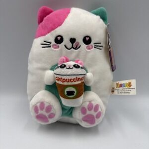 Yummeez Catpuccino Coffee Cat Peek-A-Boo Toys White Plush Stuffed Animal 7"